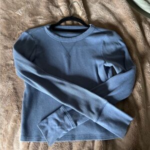 Aerie Blue Ribbed Long Sleeve Top